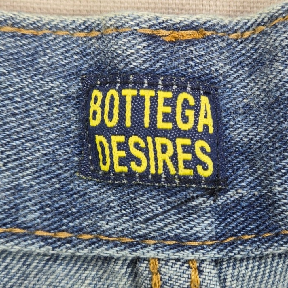 Bottega Desires Denim Shorts Chenille Patch Raw Hem Blue Mens Size L - Picture 10 of 15